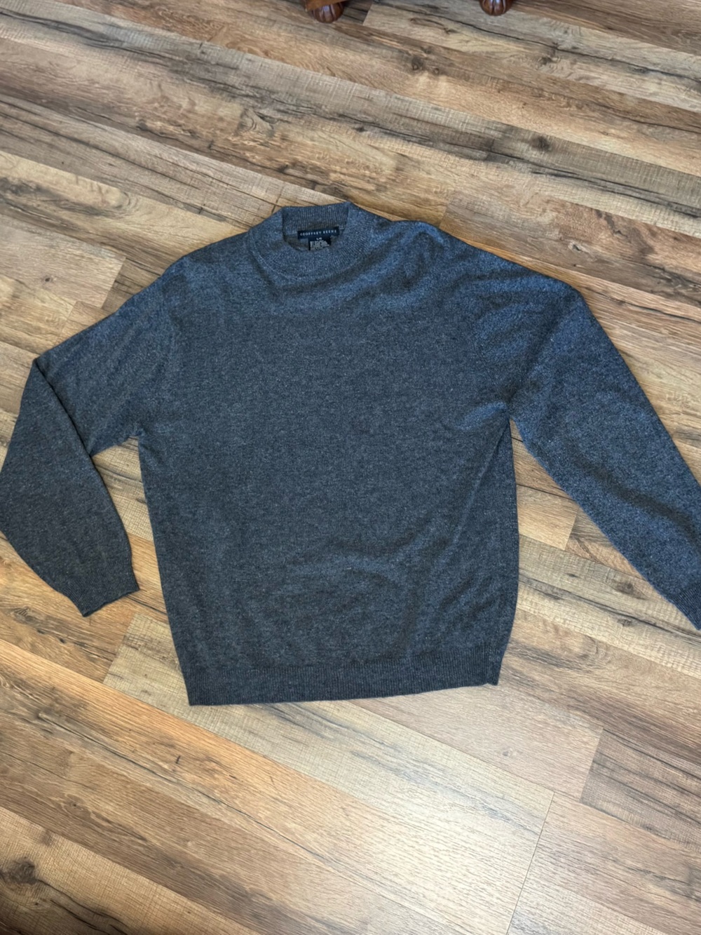 Vintage Geoffrey Beene Silk Cashmere Angora Mock Neck Sweater Grey Men's L